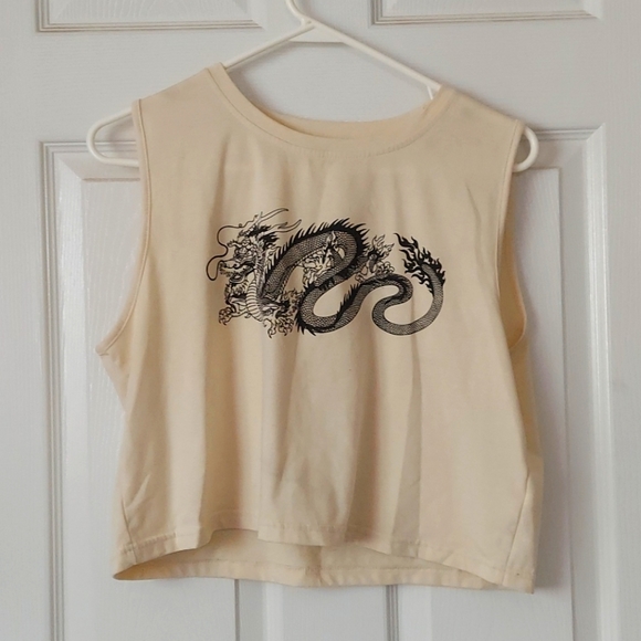 SHEIN Tops - SHEIN Dragon Muscle Tee Size 1XL in Yellow